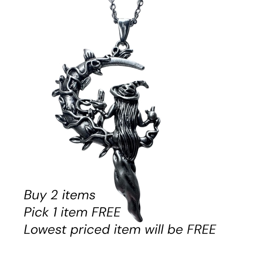 Mystical Silver Witch Necklace